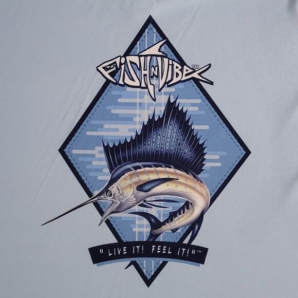 Fish n Vibe Men's Blue Long Sleeve Sun Protection Performance Fishing Tee - Picture 14 of 16